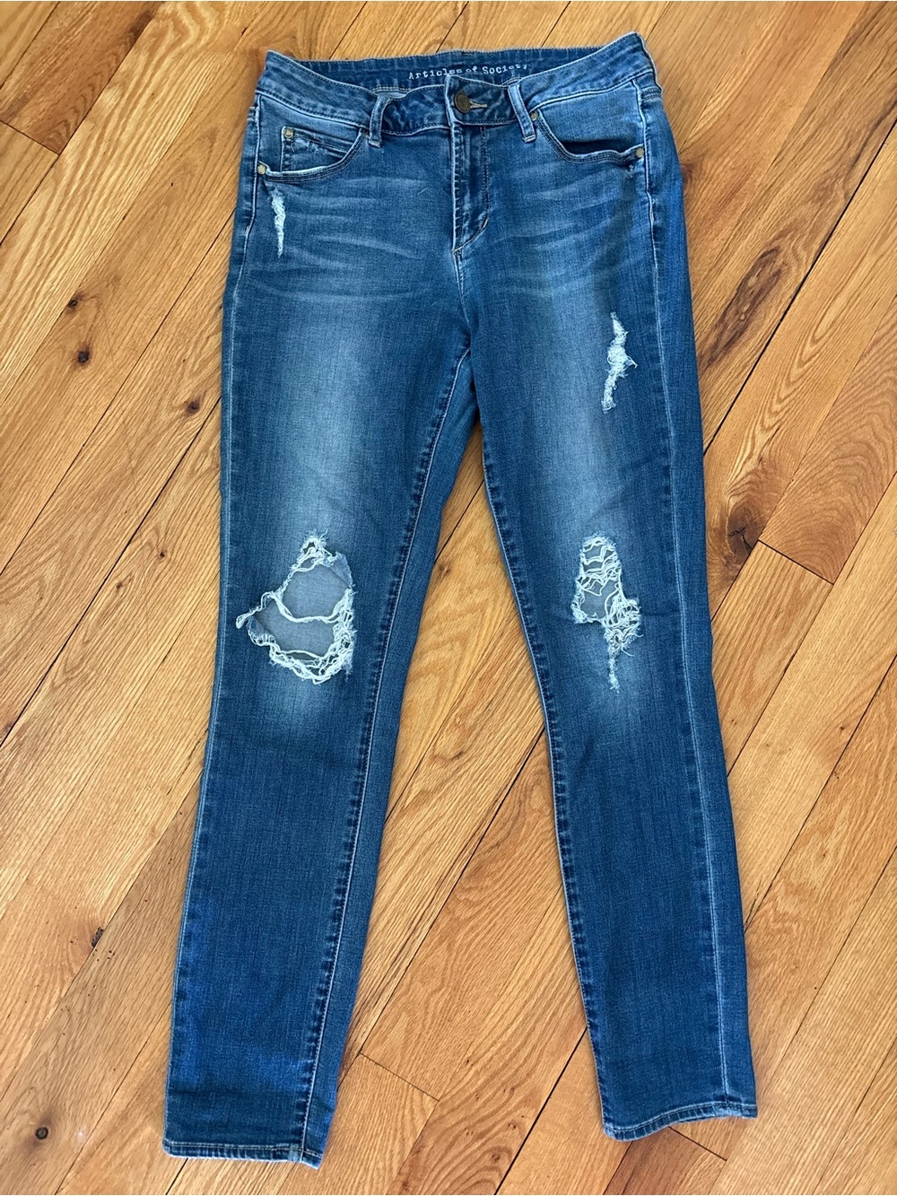 Articles Of Society Ripped Dark Blue Skinny Jeans
